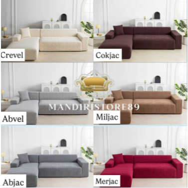 Sarung Sofa Letter L Cover  Sofa Letter L Bludru Elastis