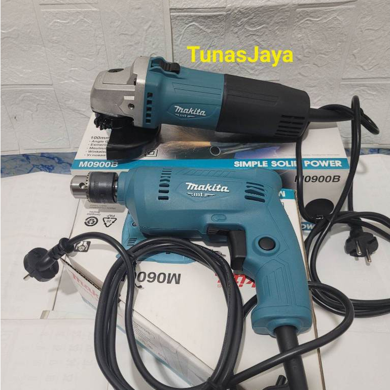 Makita Gerinda M0900B Paket Gerinda 4 Inch dan Mesin Bor 10mm Variable Speed Alat Pertukangan 4 M090