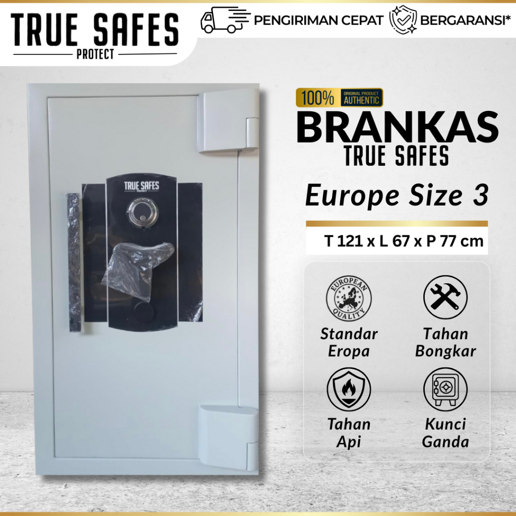 Truesafes Brankas Europe Size 3 Safety Box Tahan Api Tahan Bongkar Brankas Emas Dokumen
