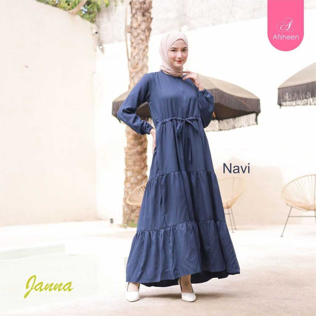 Janna Daily Dress Gamis Dewasa by Afsheen (Navy)