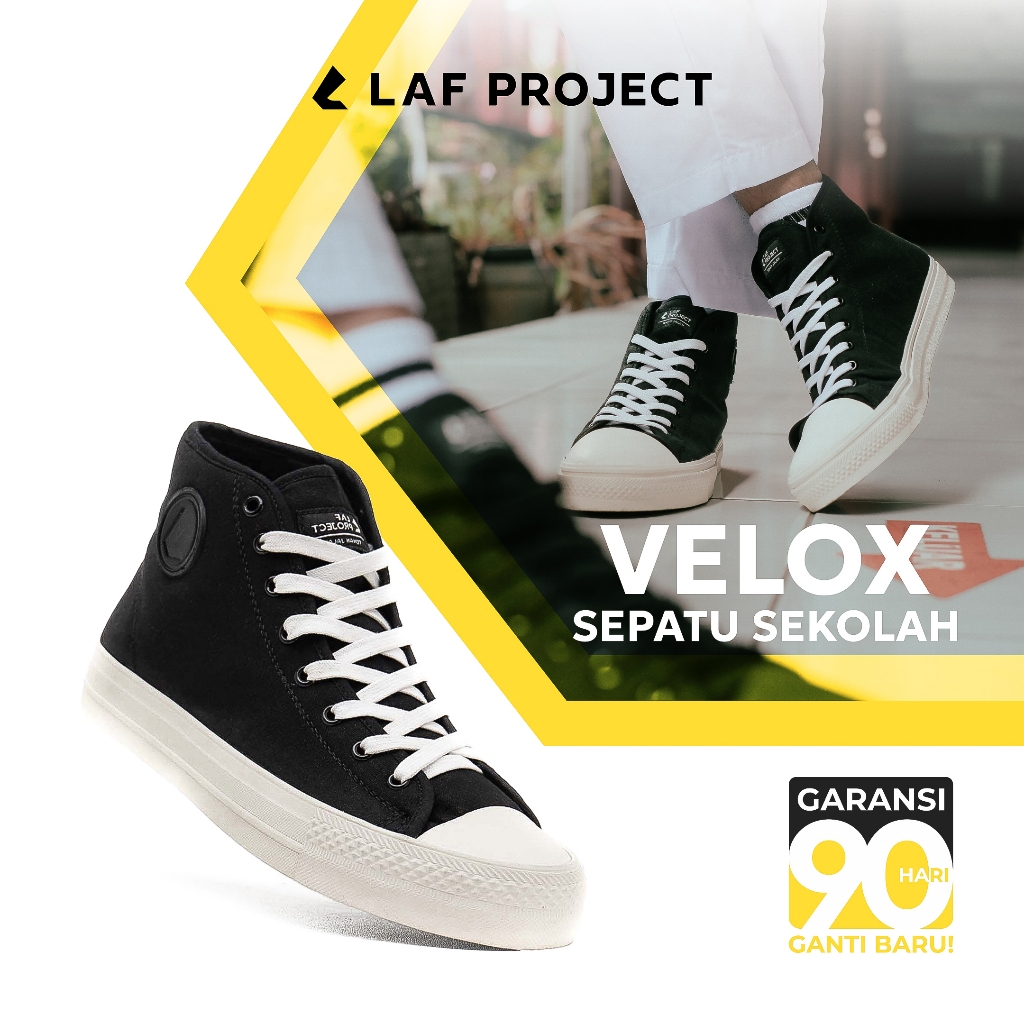 LAF Project - Sepatu Sneakers Pria Hitam Casual Sekolah Vulcanized High Velox