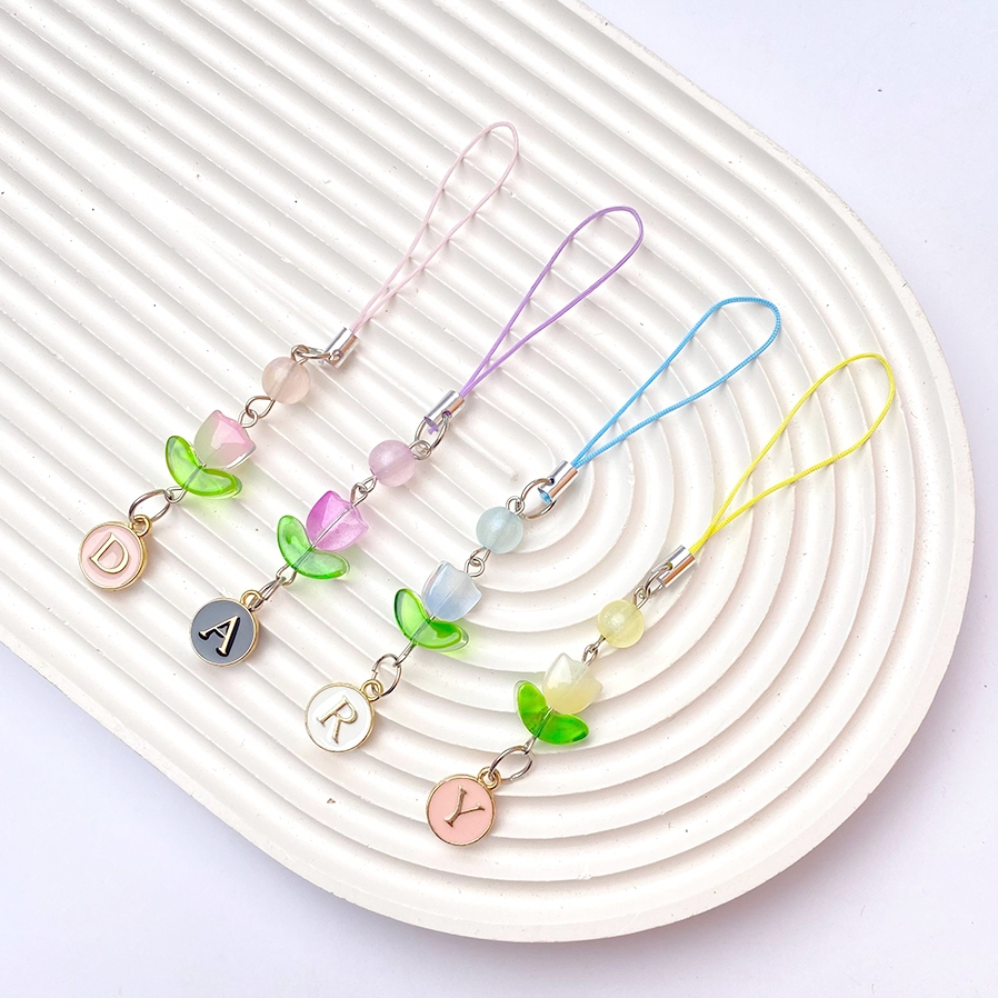 GT 121 Gantungan Keychain Bunga Akrilik //BISA REQUEST HURUF//Gantungan Kunci Ganci HP Lucu Untuk Wa