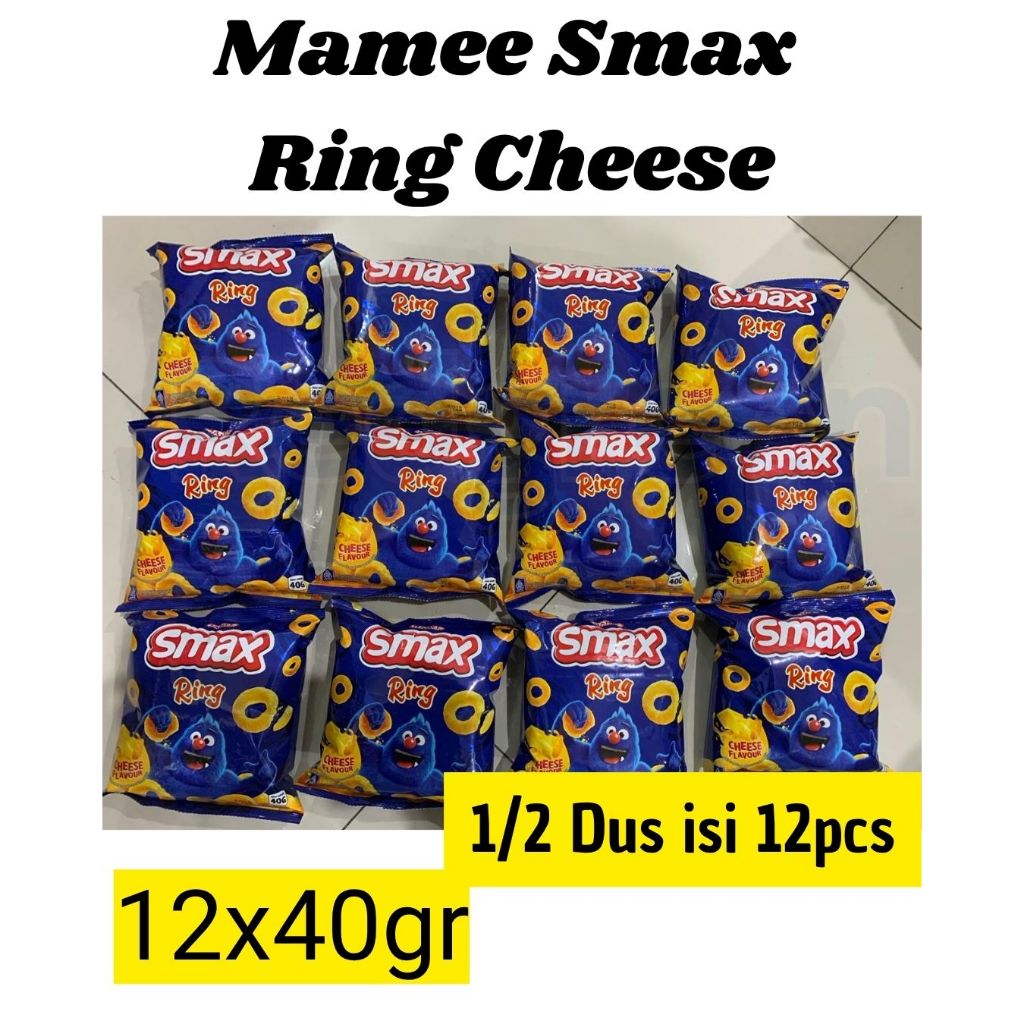 snack chiki  MAMEE Smax Ring Cheese 40g 1/2  DUS isi 12pcs SMAX Ring Cheese 40gr 12x40gram