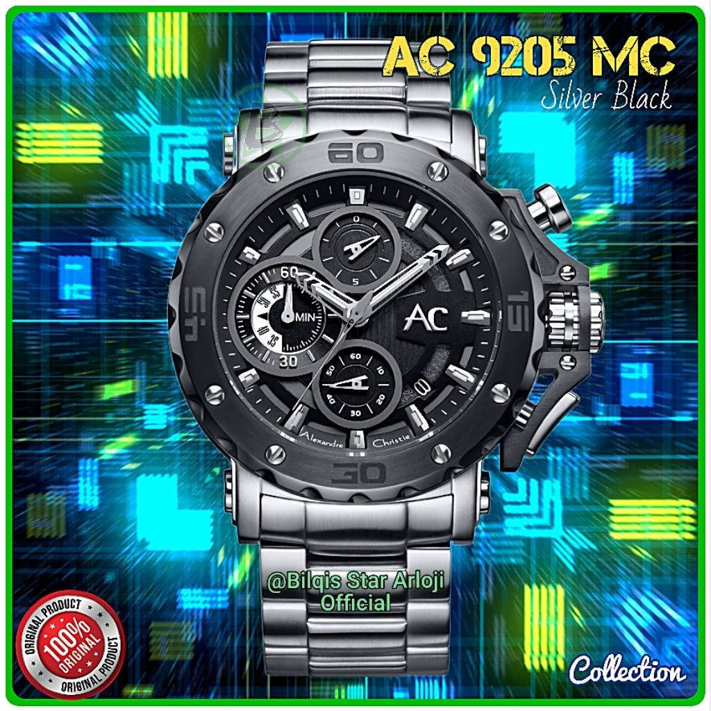 Alexandre Christie Collection Pria Ac 9205 Mc Tali Rantai Silver Original