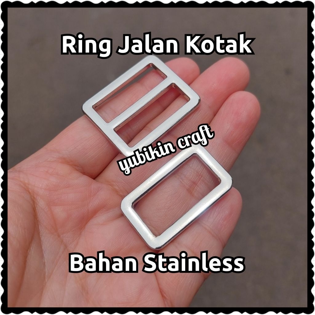 1 Piece Ring Jalan Kotak Warna Silver Bahan Besi Cor Anti Karat untuk Tali Tas. Tersedia Ukuran 2cm,