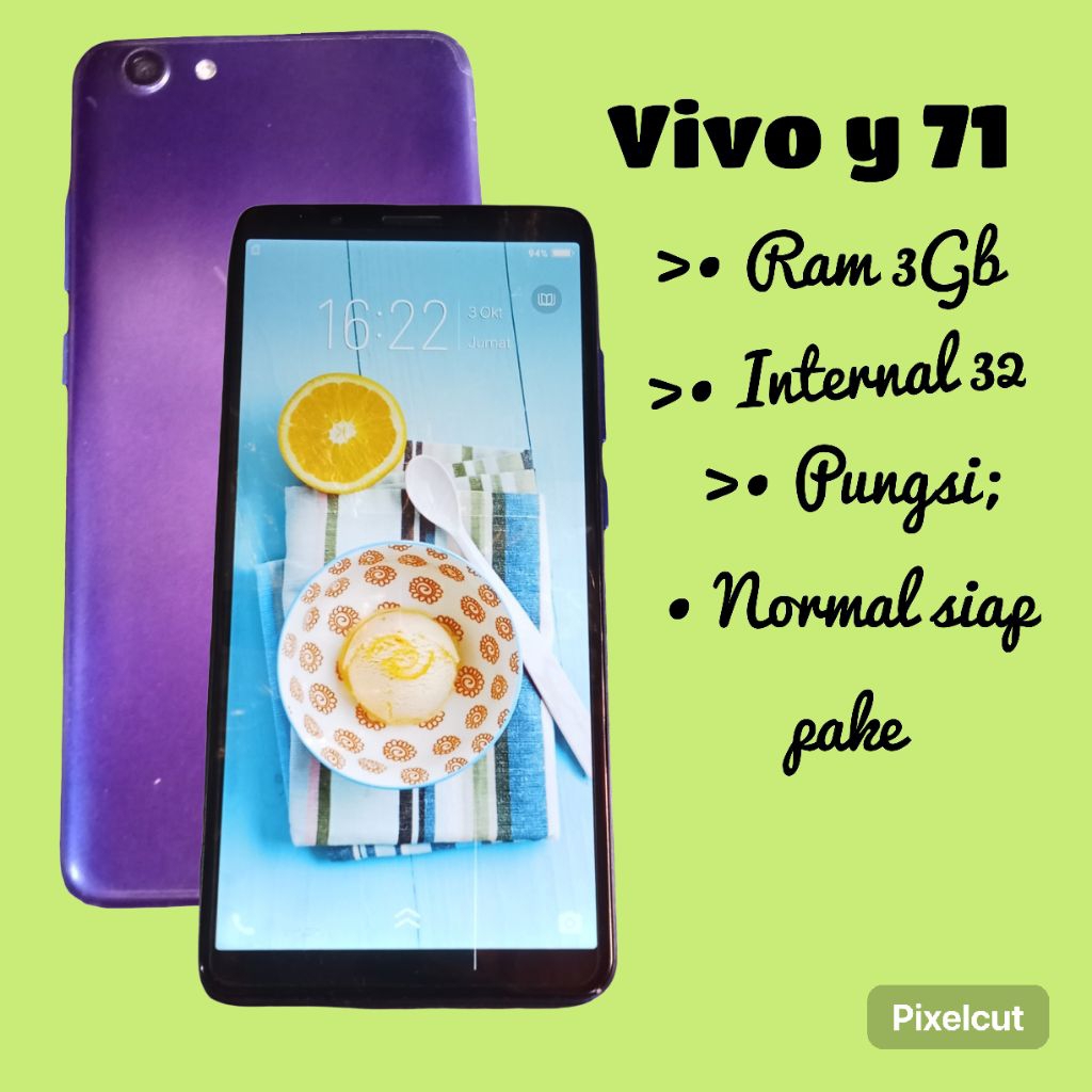 Vivo Y 71 Ram 3/32Gb.siap pake hp murah