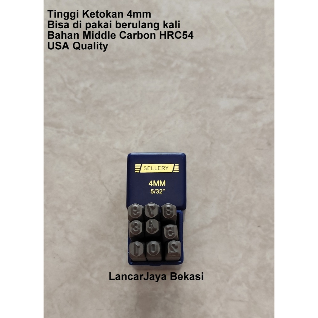 Sellery USA Alat ketok Angka Ukuran 4mm Bahan Middle Carbon HRC54