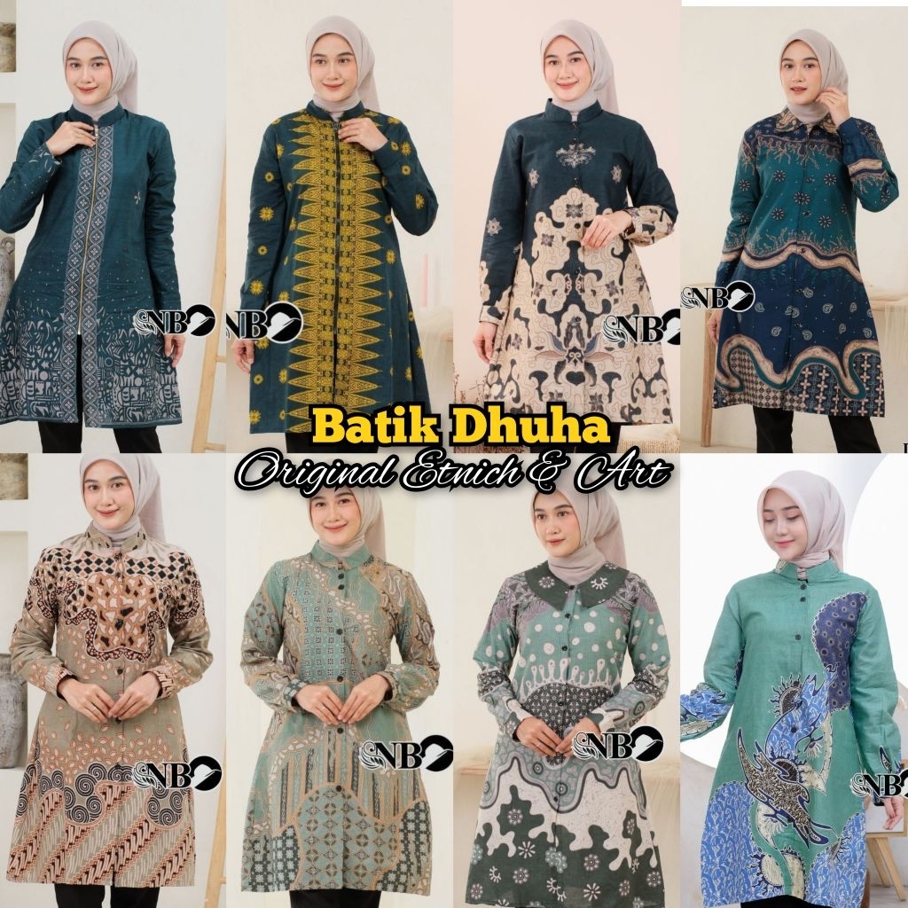ATASAN BATIK WANITA WARNA HIJAU TOSKA IJO / TUNIK BATIK WARNA HIJAU EMERALD