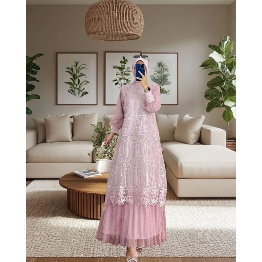 Meisya Dress Brukat premium Gamis Pesta Mewah Elegan Muslim Wanita Terbaru 2025
