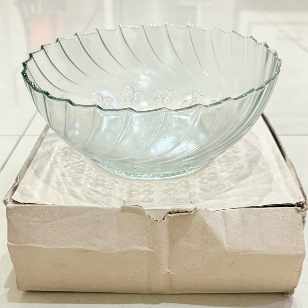 Mangkok Kaca Jumbo Besar Moti Bunga Gerigi Cantik Mewah Murah FLW9,5