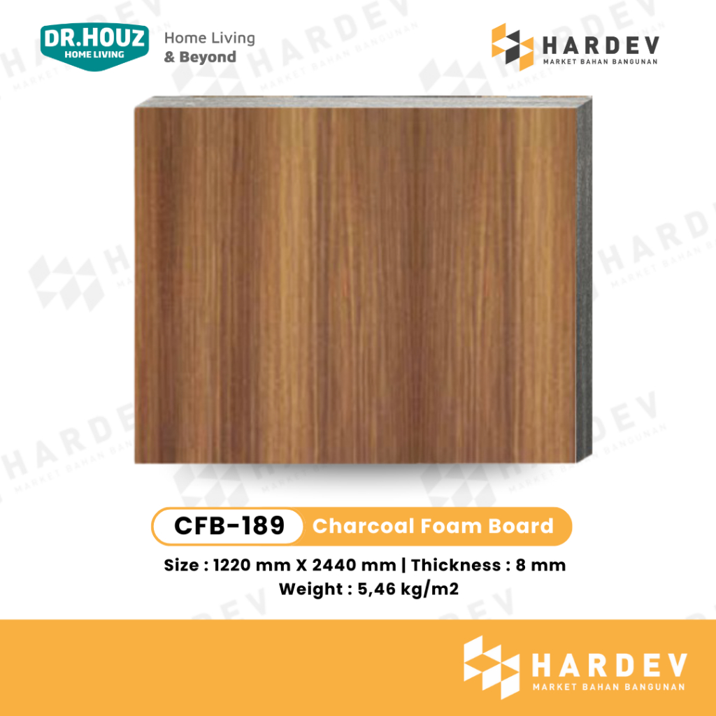 DR.HOUZ - Charcoal Foam Board - CFB 189 Wood (Wall Board)