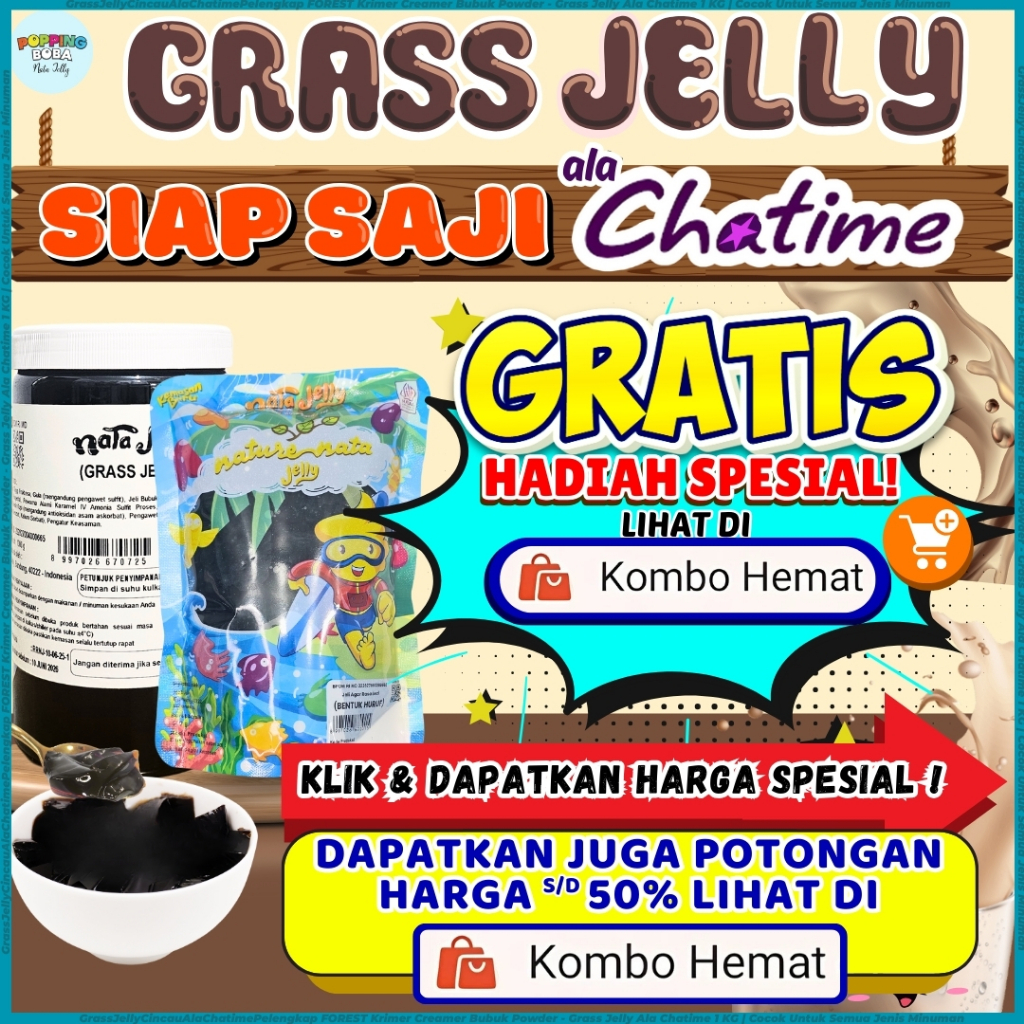 GrassJellyCincauAlaChatimePelengkap FOREST Krimer Creamer Bubuk Powder - Grass Jelly Ala Chatime 1 K