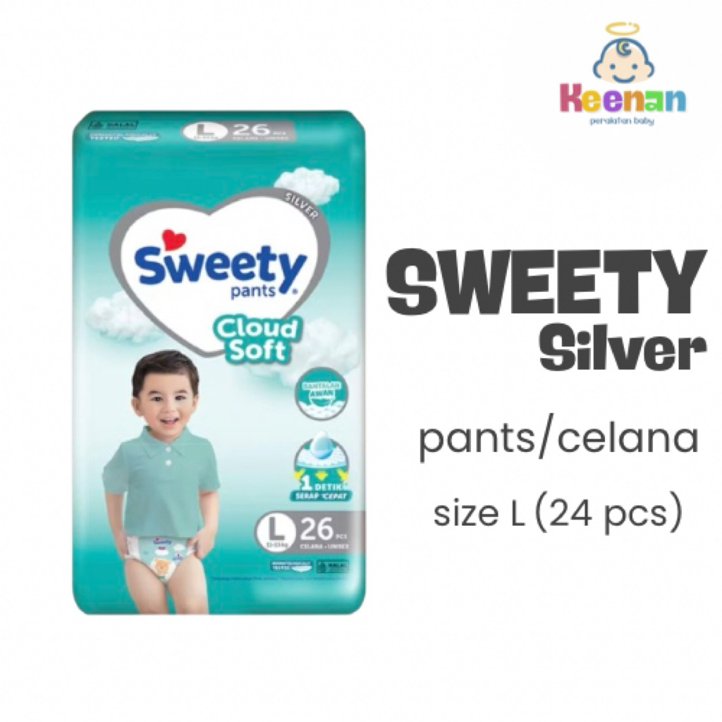 SWEETY SILVER UKURAN L (26 pcs popok celana)