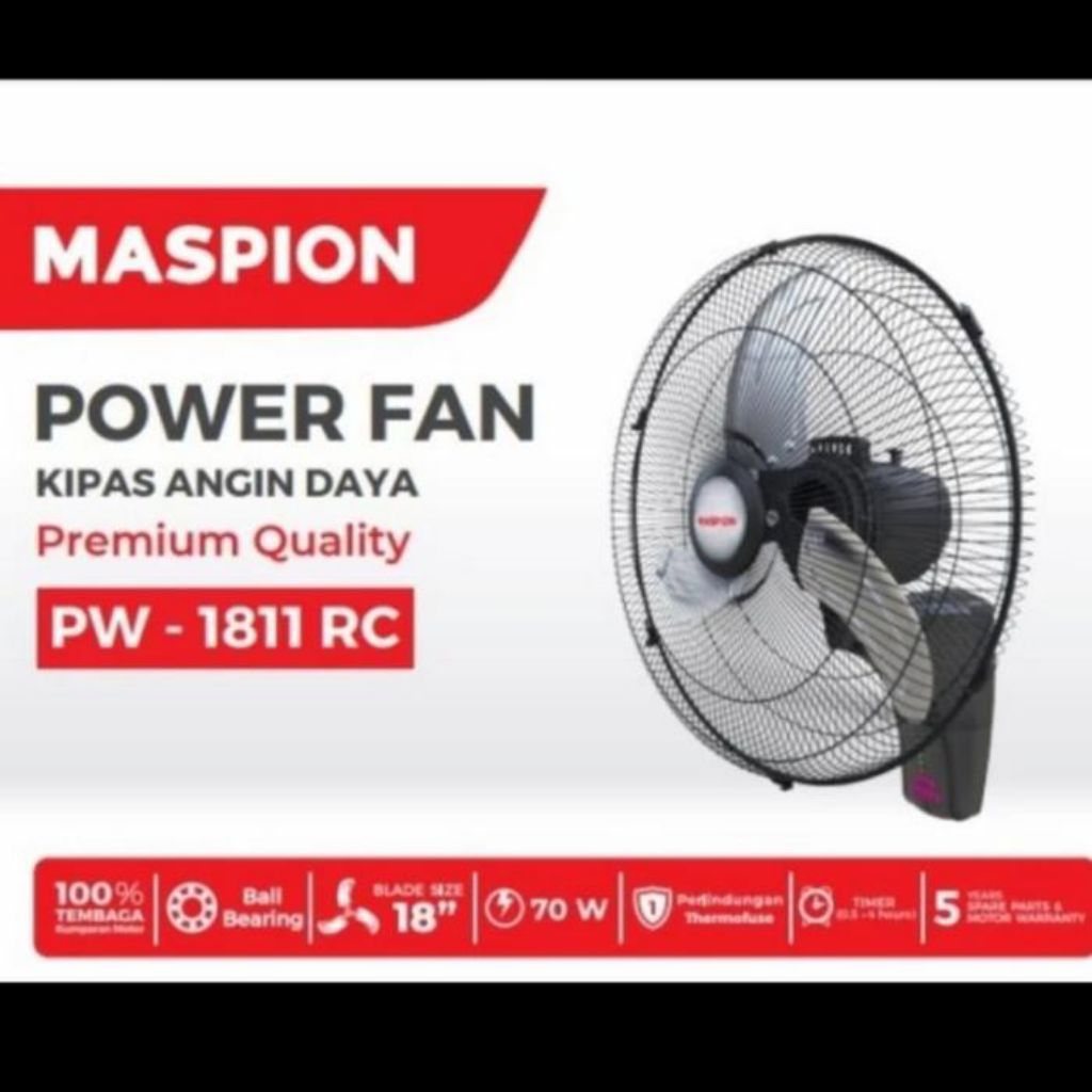 MASPION POWER FAN PW - 1811 RC KIPAS ANGIN BESI PW1811RC +REMOTE