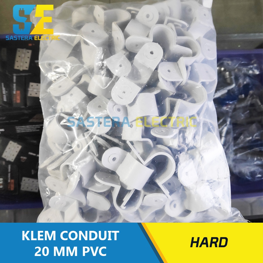 (100 Pcs) Klem Conduit 20 mm Hard / Klem Pipa Conduit 20 mm / Klem 20 mm / Penjepit Pipa Listrik