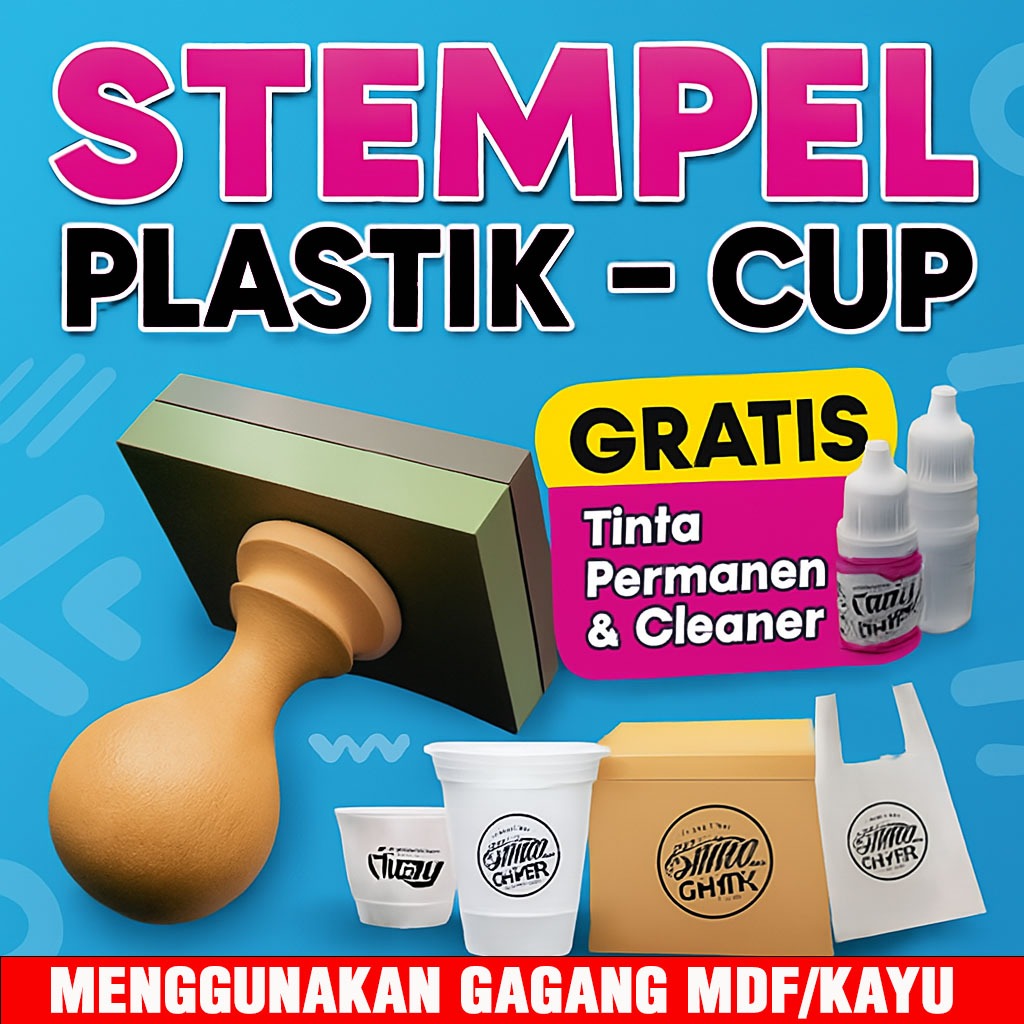 Stempel Cup Gelas Plastik Stempel Cup Plastik Tinta Permanen