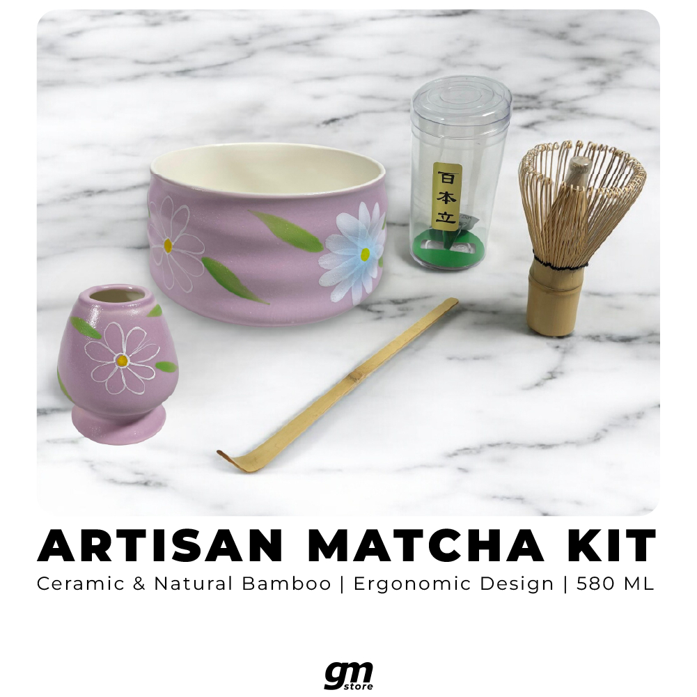 Artisan Matcha Essential Kit / Perlengkapan Pembuat Japanese Green Tea / Ceramic Chasen Stand, Bambo