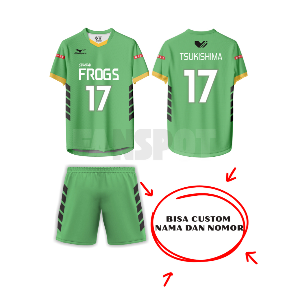 FAN Jersey Frog Haikyuu/ Haikyuu Jersey/ Jersev Voli Anime/ Jersey Anime Jepang/ Jersey Voli Custom 