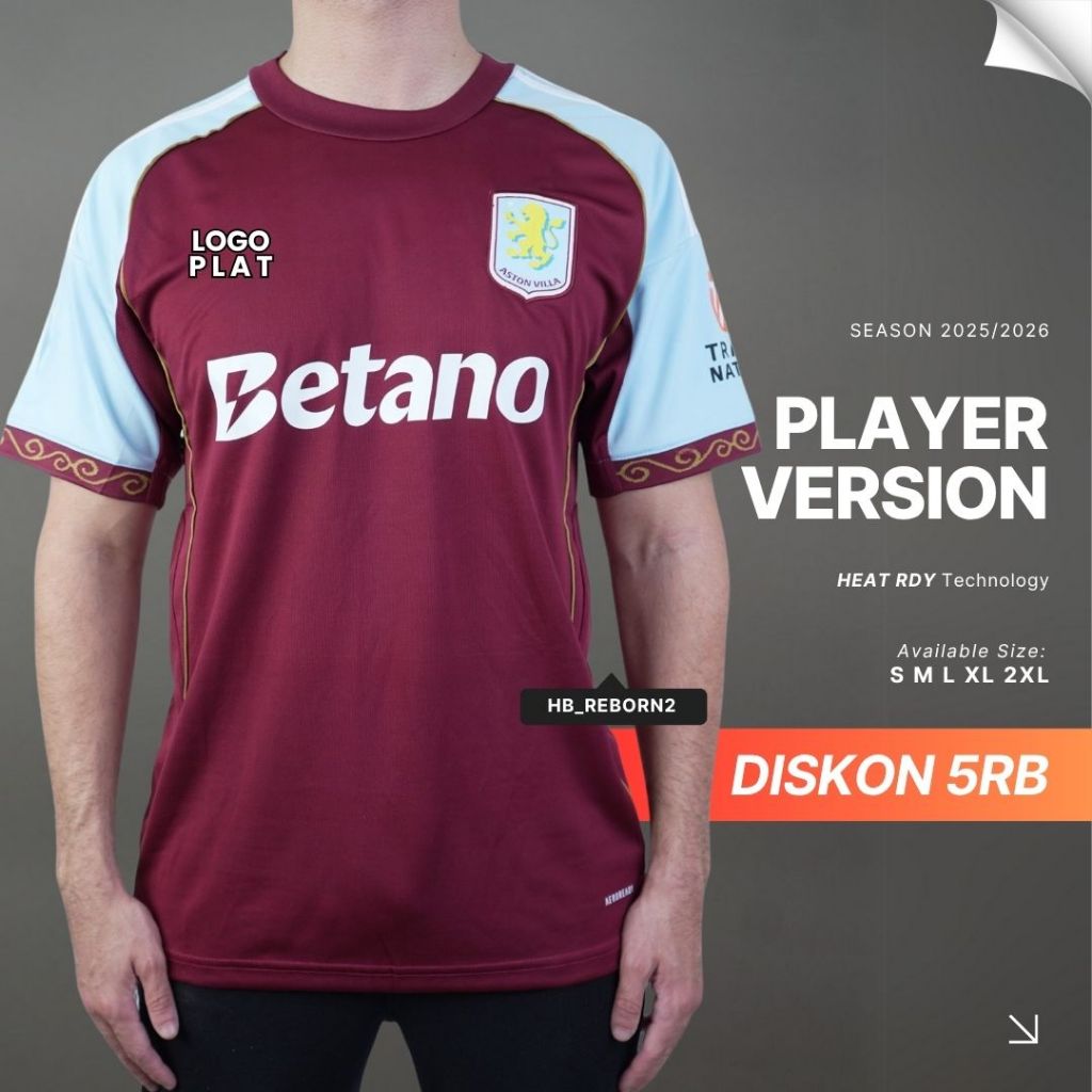 PLAYER ISSUE - JERSEY BOLA ASTON VILLA HOME PI 2025/2026 TOP QUALITY