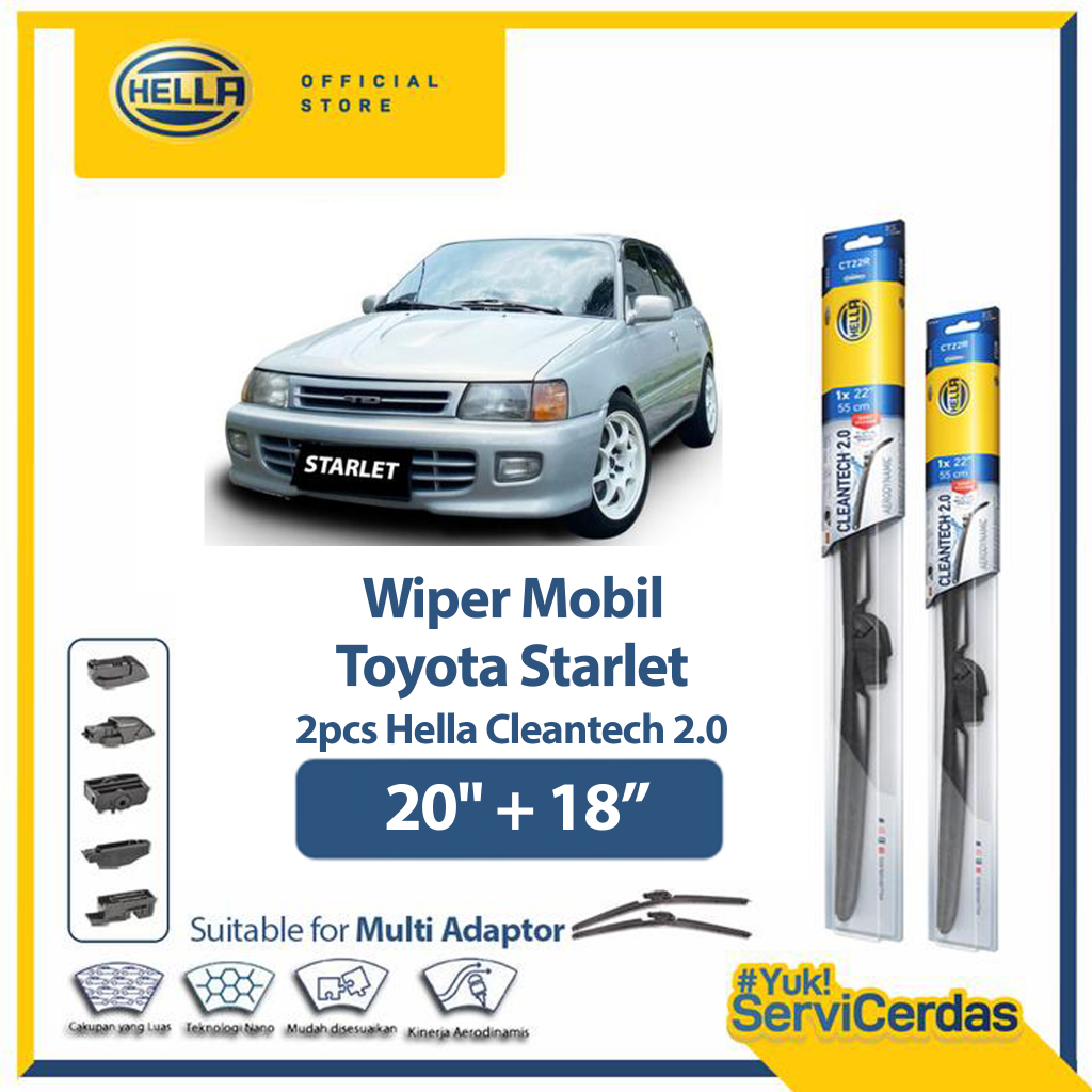 Wiper Mobil TOYOTA Starlet 20” + 18” (2pcs) - HELLA Cleantech 2.0