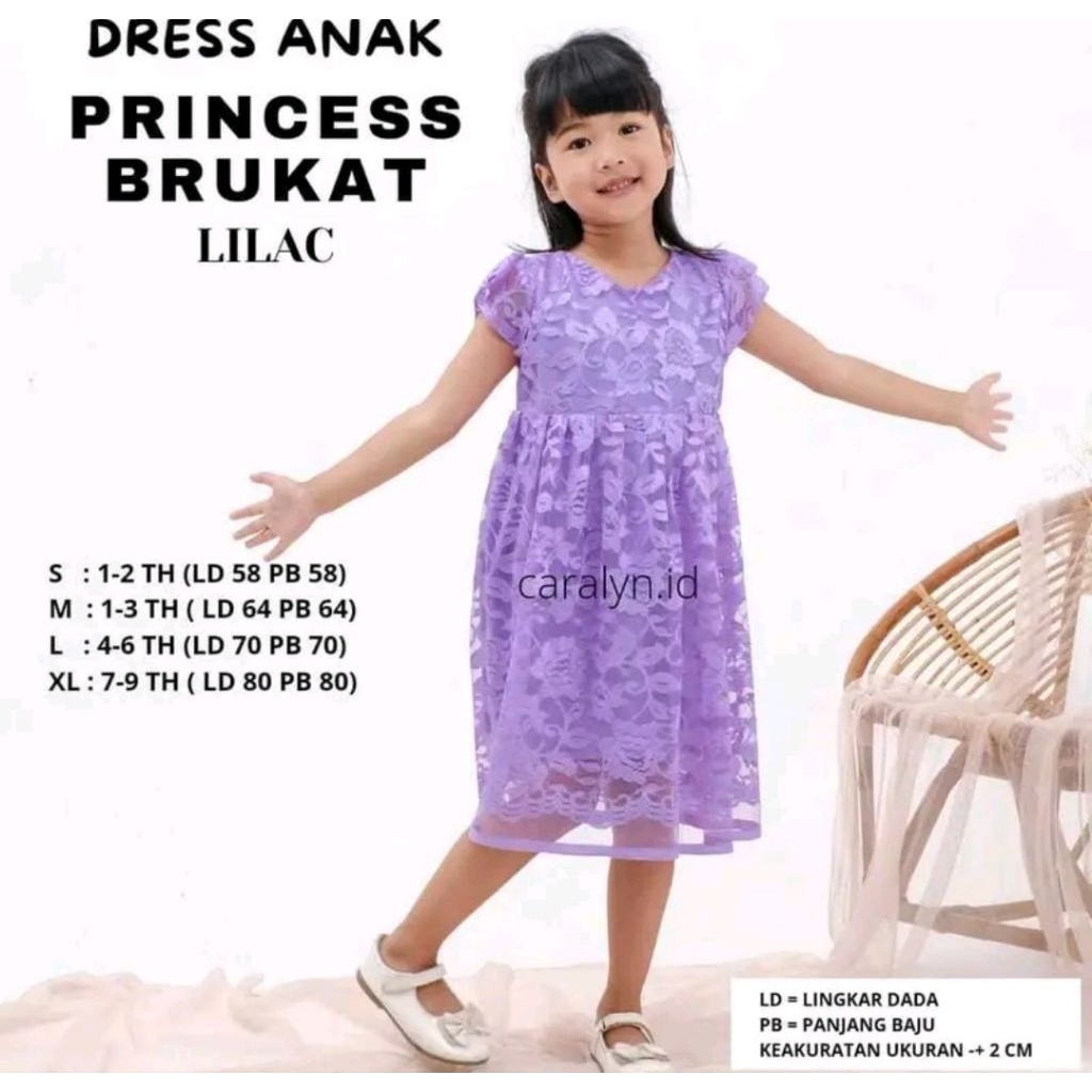 gamis anak brokat premium lengan pendek full furing motif bunga