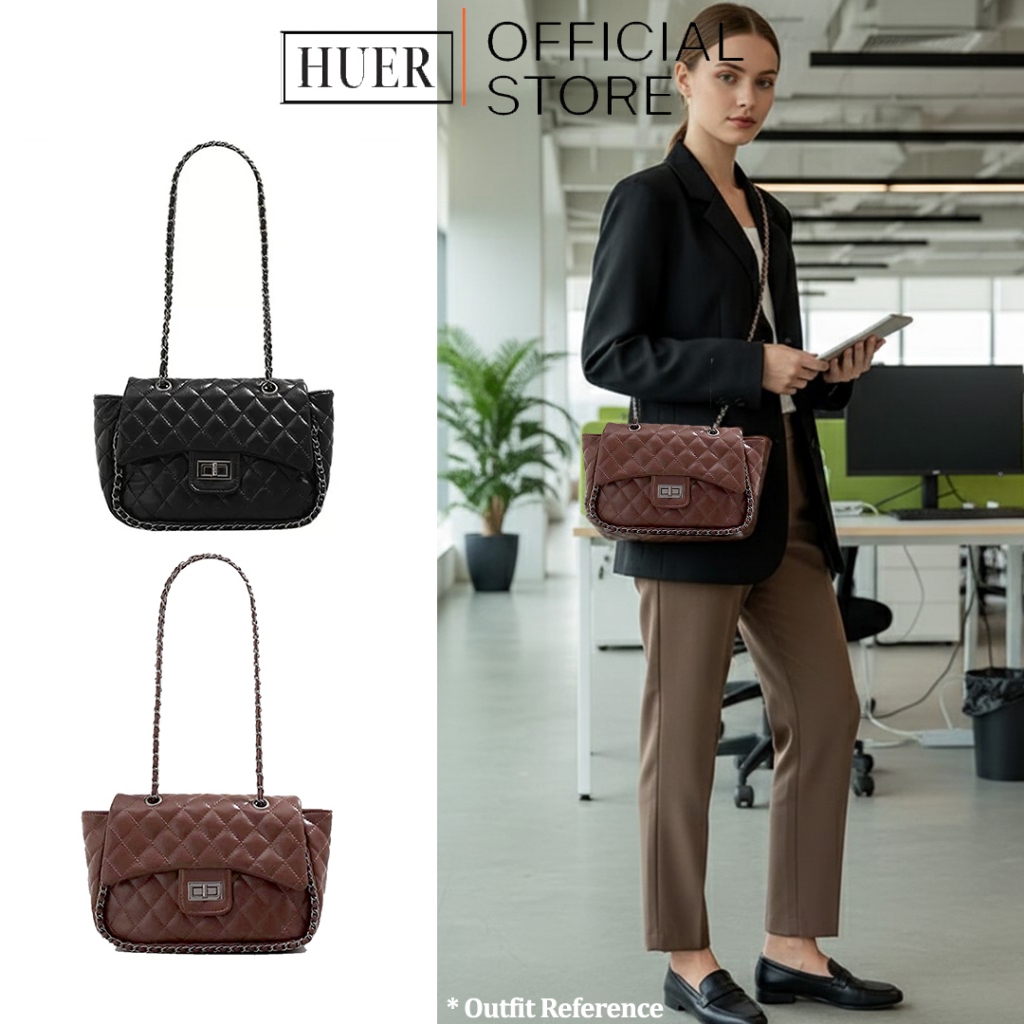 HUER ~ Tas Wanita Deissa Quilted Shoulder Bag 9536-486 #9580