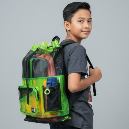 ATLAN Tas Olahraga Renang Jaring Mika Transparan/Tas Jaring Renang Serbaguna Kuat Dan Ringan