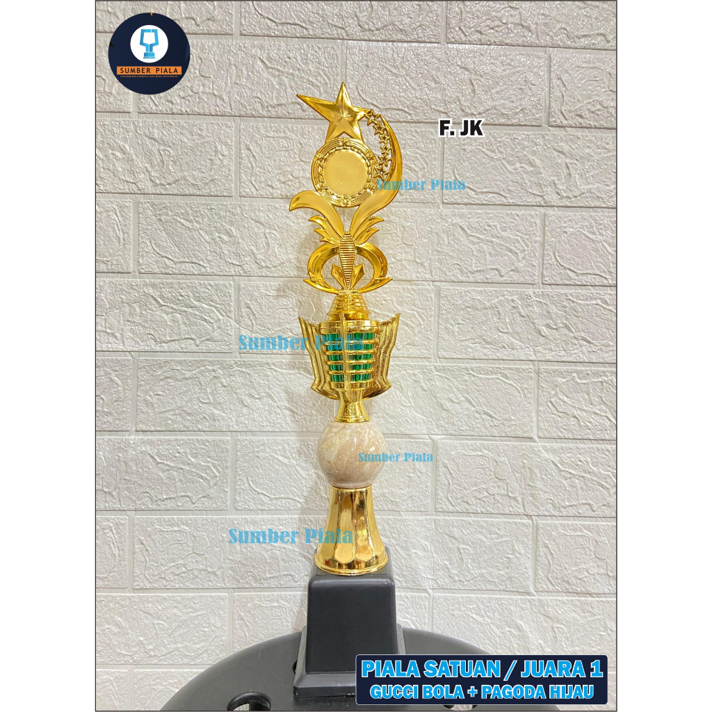 PIALA SATUAN / PIALA 1 SET PAGODA HIJAU MARMER BOLA