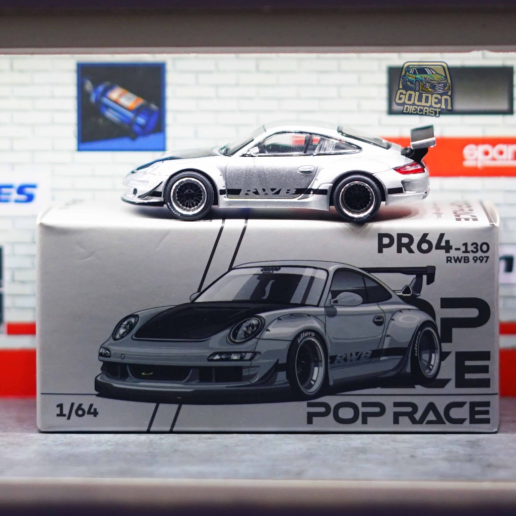POP RACE PORSCHE 997 RWB SILVER - UNSEALED