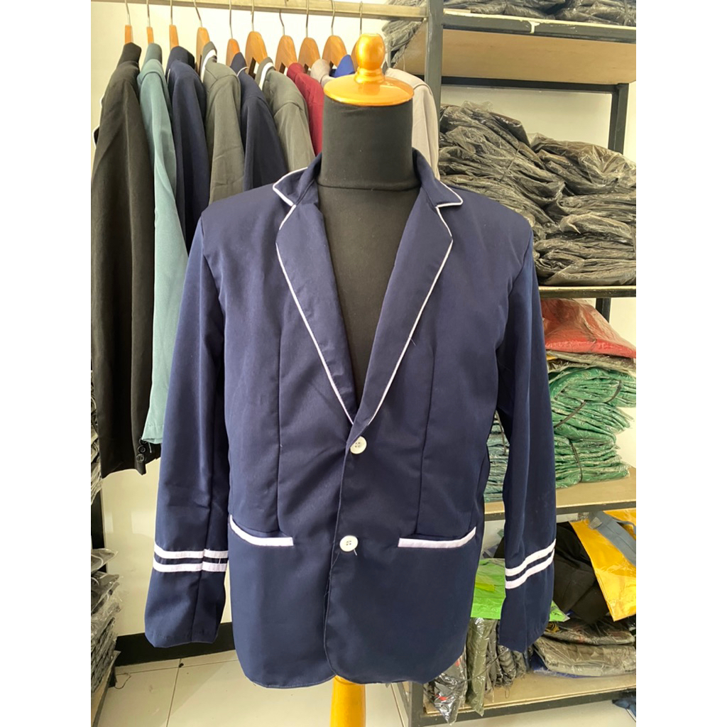 Jas NAVY List putih separo / Jas almamater sekolah SMP/SMA/MTS/MA/Pondok