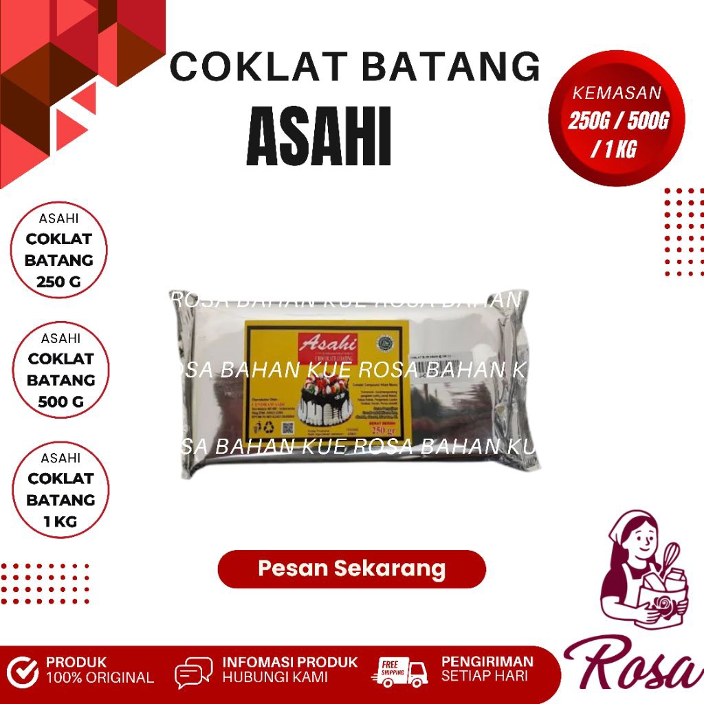 Asahi Coklat Batang Compound 250 g, 500 g & 1 kg – Coklat untuk Kue, Roti & Dessert