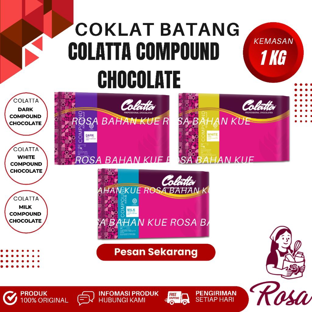 Colatta Coklat Batang Compound 1 kg – Dark, White & Milk untuk Kue, Roti & Dessert