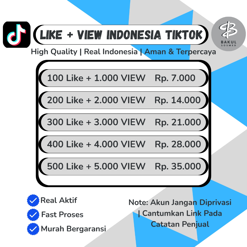 [ 𝑷𝒂𝒌𝒆𝒕 𝑳𝒊𝒌𝒆 𝑽𝒊𝒆𝒘 𝑹𝒆𝒂𝒍 𝑰𝒏𝒅𝒐𝒏𝒆𝒔𝒊𝒂 ] Tiktok.fyp Termurah Like Tiktok.fyp View tiktok.fyp Proses Cepat 