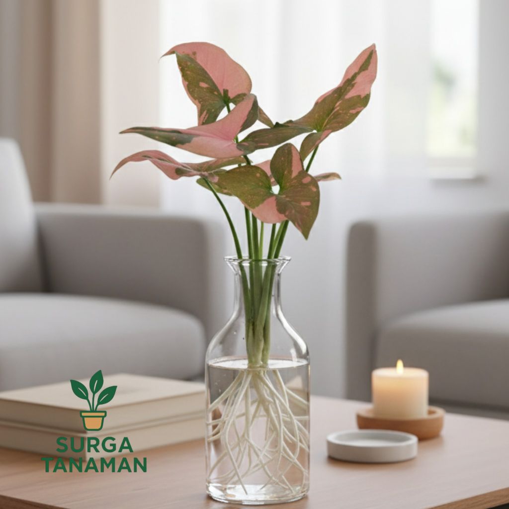 Tanaman media air syngonium pink splash - tanaman syngonium pink splash