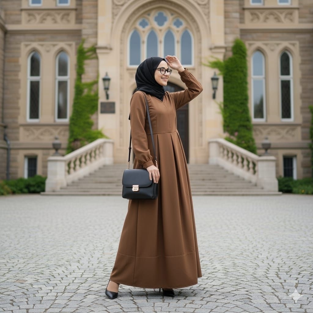 GAMIS KANTOR - BAJU PEMDA BAJU PNS GAMIS PNS COKLAT, LIPIT 3 DEPAN BELAKANG