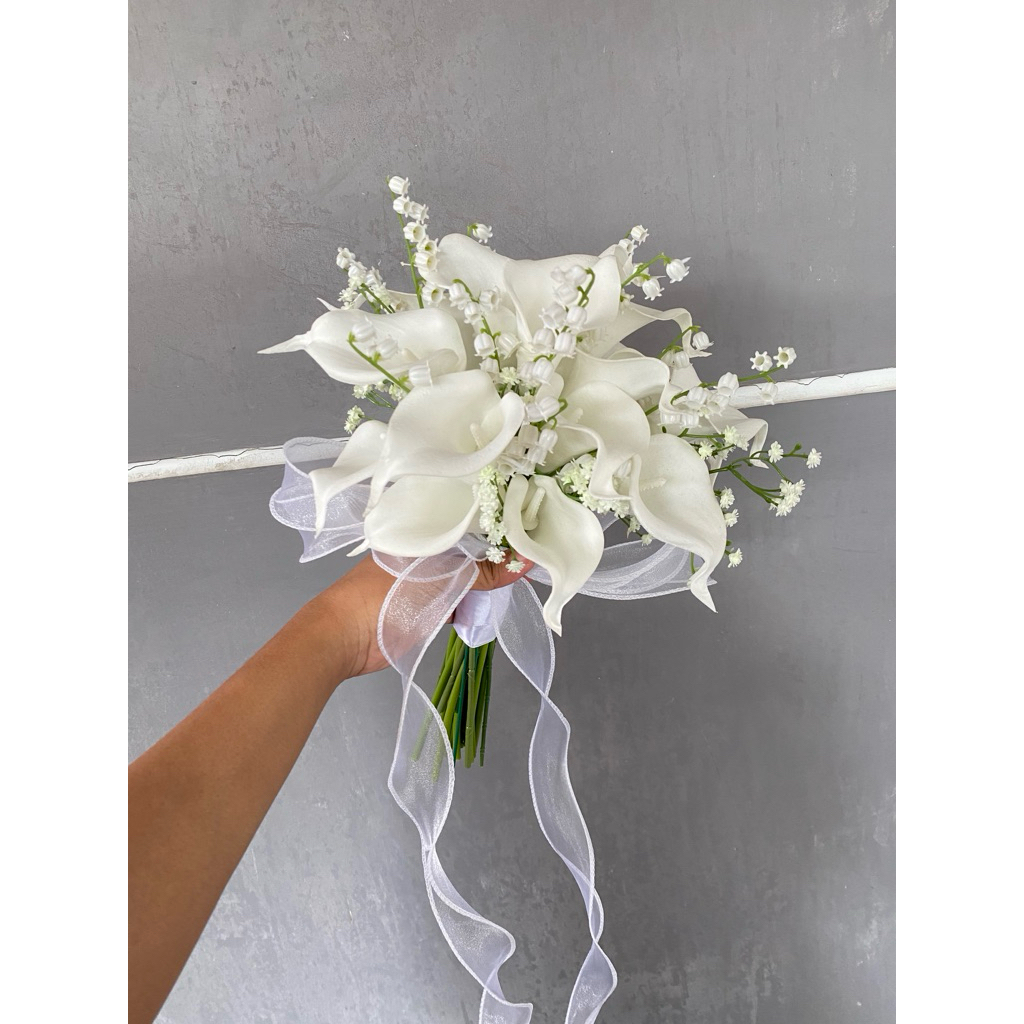 PREMIUM BUKET LILY HAND BOUQUET LILY WEDDING BUKET BUNGA LILY ARTIFICIAL BUKET WEDDING BUKET LAMARAN