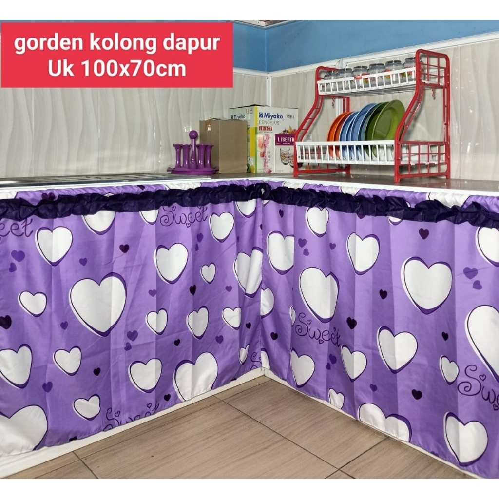 kolong dapur motif love ungu