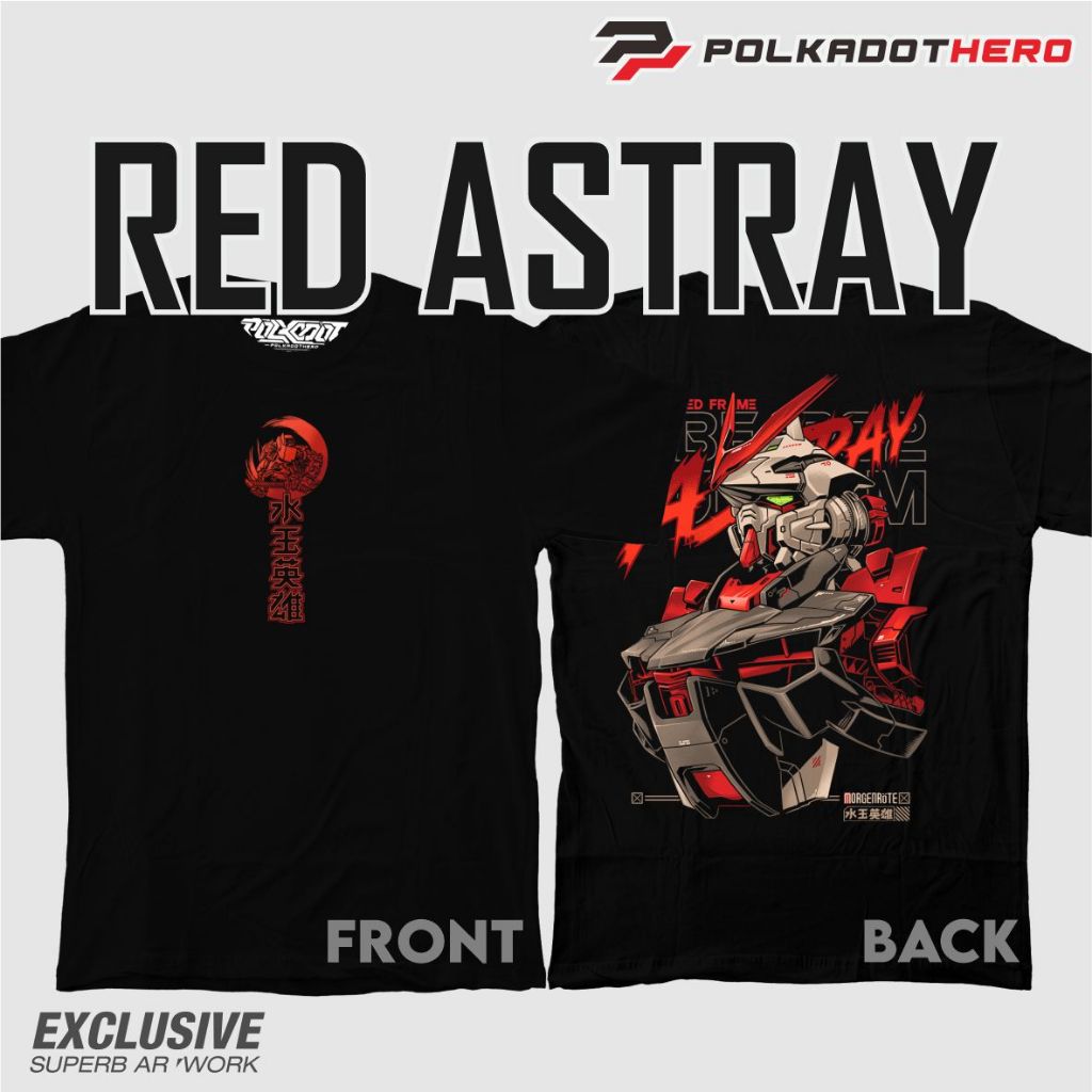 POLKADOT HERO KAOS RED ASTRAY KAOS GUNDAM RED ASTRAY KAOS HITAM COTTON COMBED 24S GUNDAM RED ASTRAY