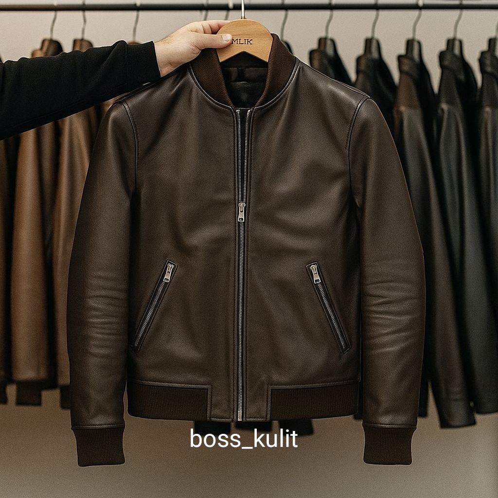 JAKET KULIT BOMBER PRIA ASLI DOMBA 100% ORIGINAL