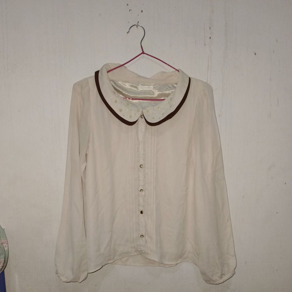 (PRELOVED PRIBADI) BLOUSE WANITA POLOS SOFT COKLAT CREAM