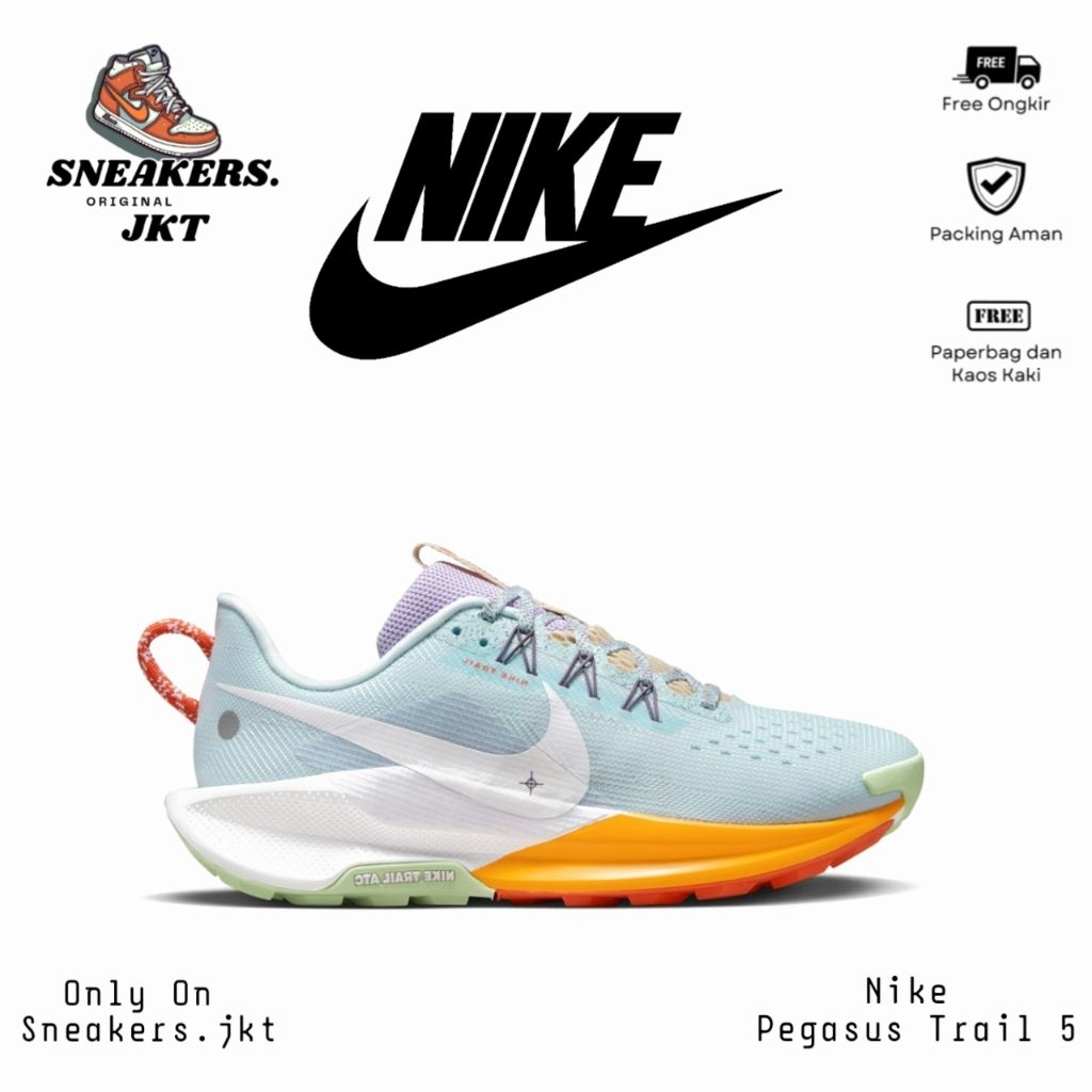 Sepatu Hiking Nike Pegasus Trail 5 Glacier Blue/Daybreak Original