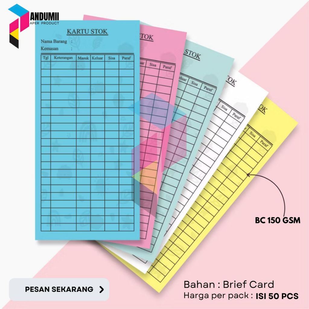 ( Isi 50 ) Kartu Stok Obat / Kartu Apotek / Kartu Stok Apotek / Kartu Stok Obat / Kartu Stock