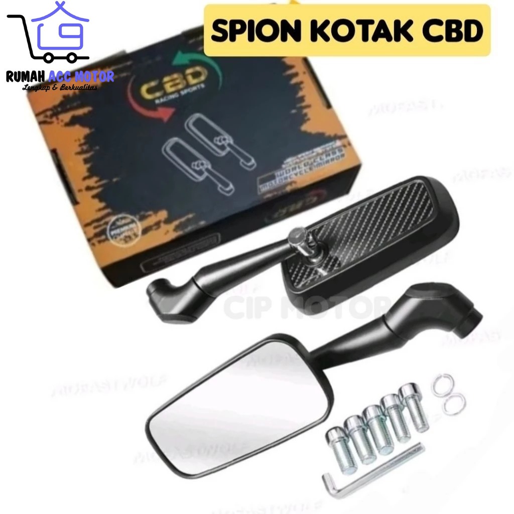 Spion Kotak CBD model H2C Hitam karbon Universal Honda PCX ADV Vario Scoopy Stylo Beat CB150R CBX