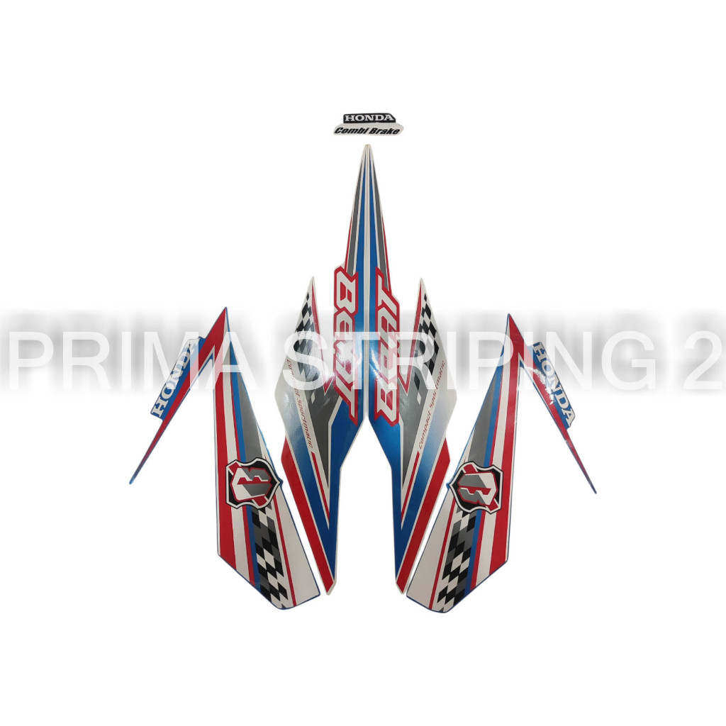 STRIPING STIKER MOTOR BEAT FI ECO 2018 PUTIH BIRU MERAH