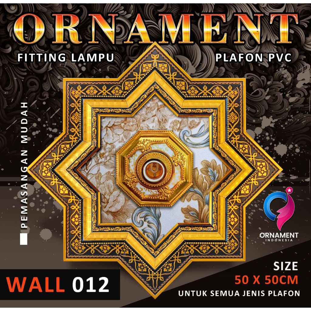 Ornamen lampu plafon pvc 50x50cm wallpaper exclusive