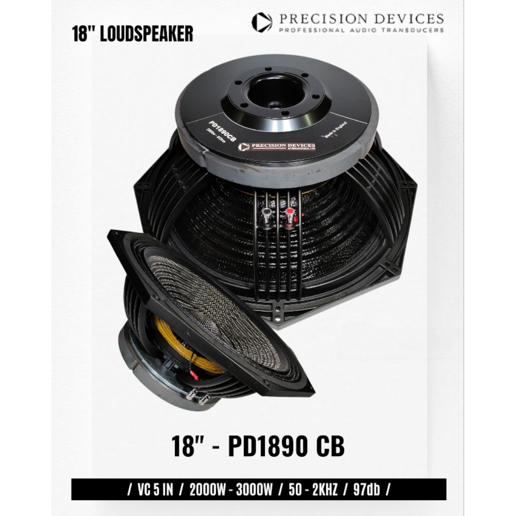 Komponen Speaker / 18 Inch / PD1890CB / VC 5 IN / Precision Devices PD 1890 CB PD 1890 Carbon PD1890