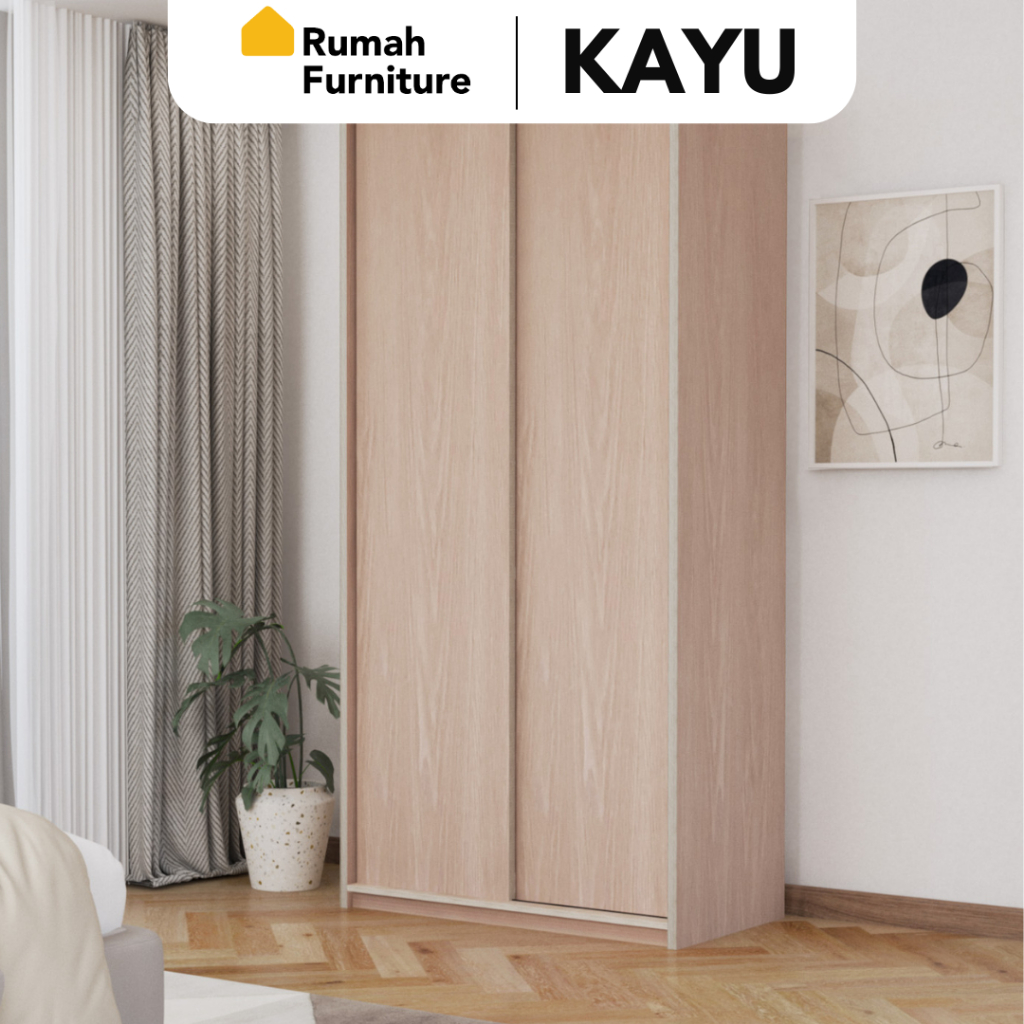 WINA Lemari Pakaian Kayu Wardrobe Sliding / Geser 2 Pintu Minimalis