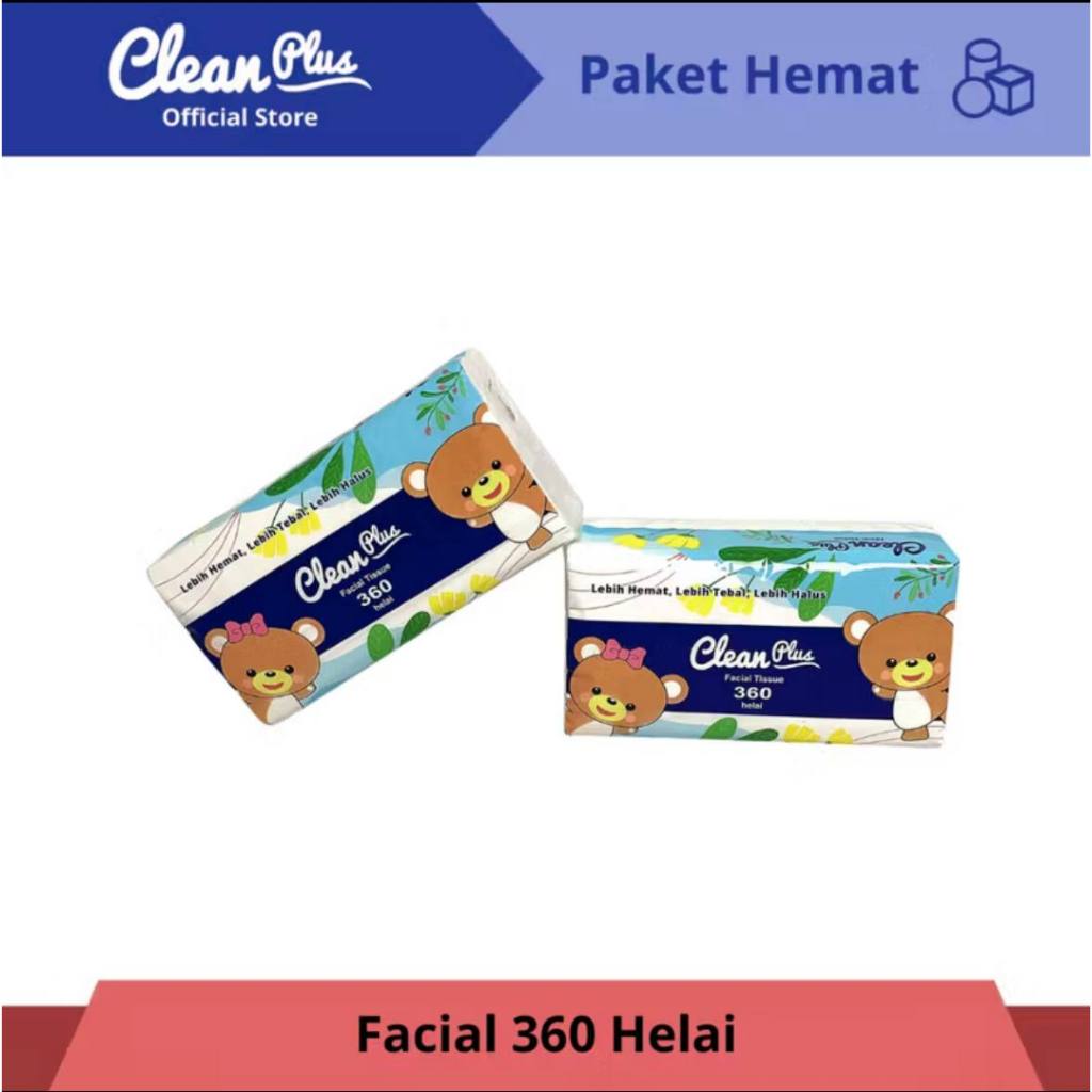 Tisu Tissue Wajah Clean Plus Facial Soft Pack 360Helai 2Ply