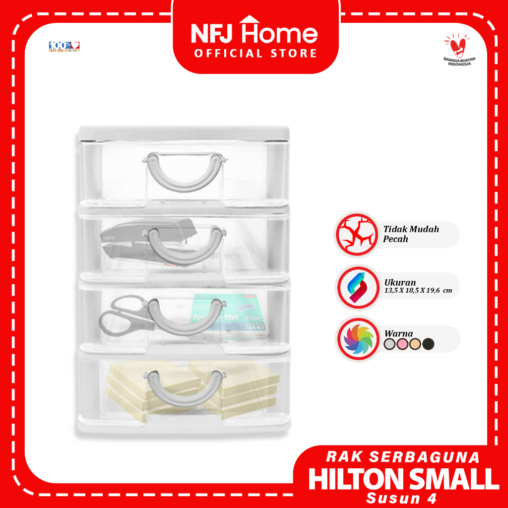 NFJ Rak Serbaguna Hilton Susun 4 Small  - Laci susun 4 Kecil / Laci Mini / Rak Susun Aksesoris Mini