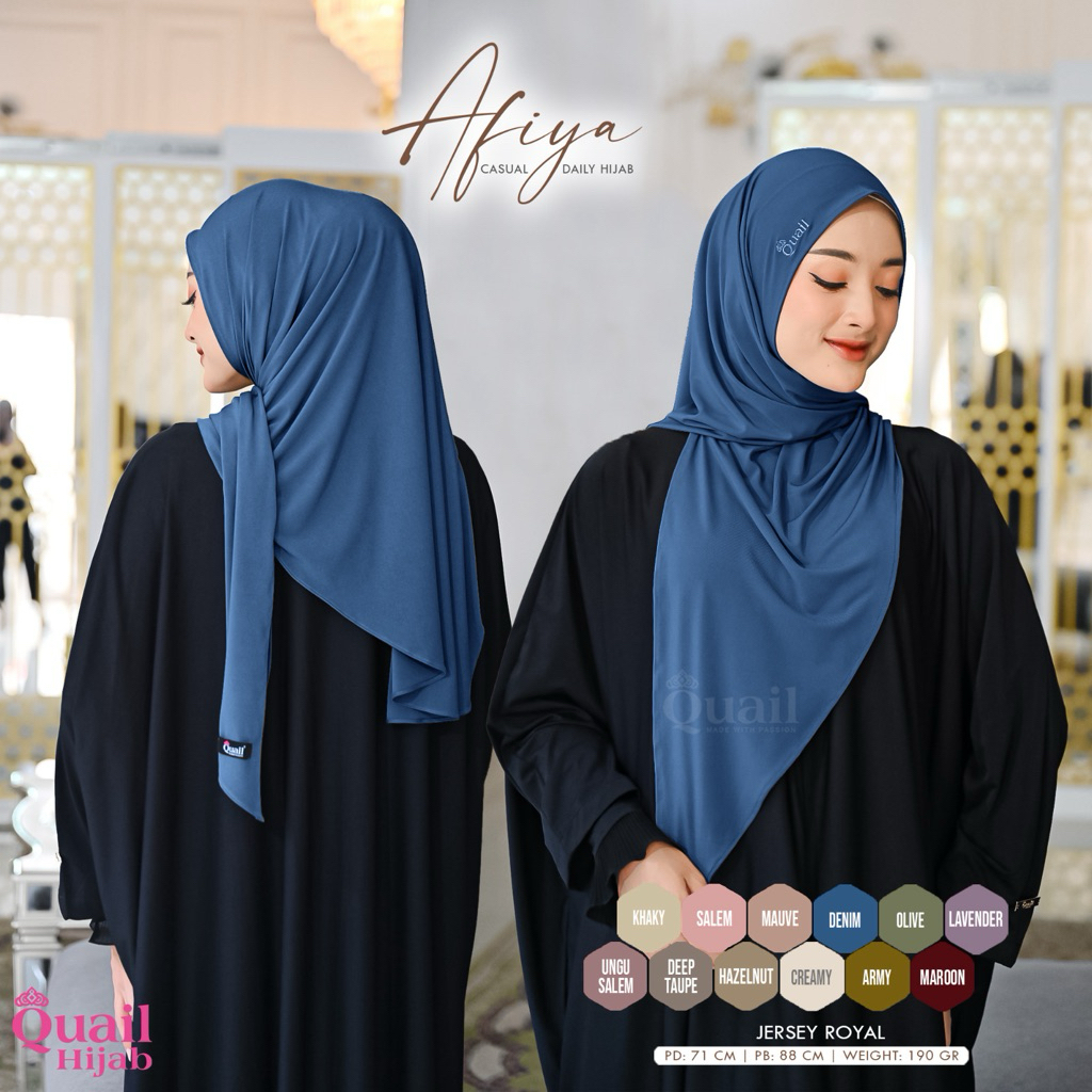 Quail Hijab - AFIYA HIJAB INSTAN ORI QUAIL JERSEY PREMIUM ORIGINAL QUAIL HIJAB